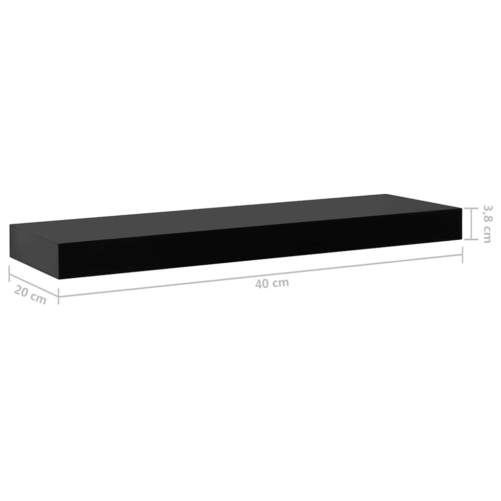288200 vidaXL Floating Wall Shelves 2 pcs Black 40x20x3,8 cm