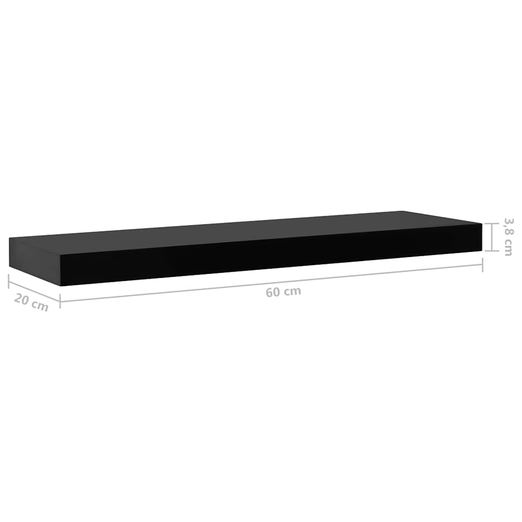 288201 vidaXL Floating Wall Shelves 2 pcs Black 60x20x3,8 cm