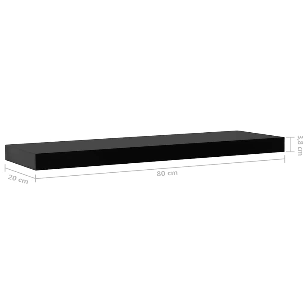 288202 vidaXL Floating Wall Shelves 2 pcs Black 80x20x3,8 cm