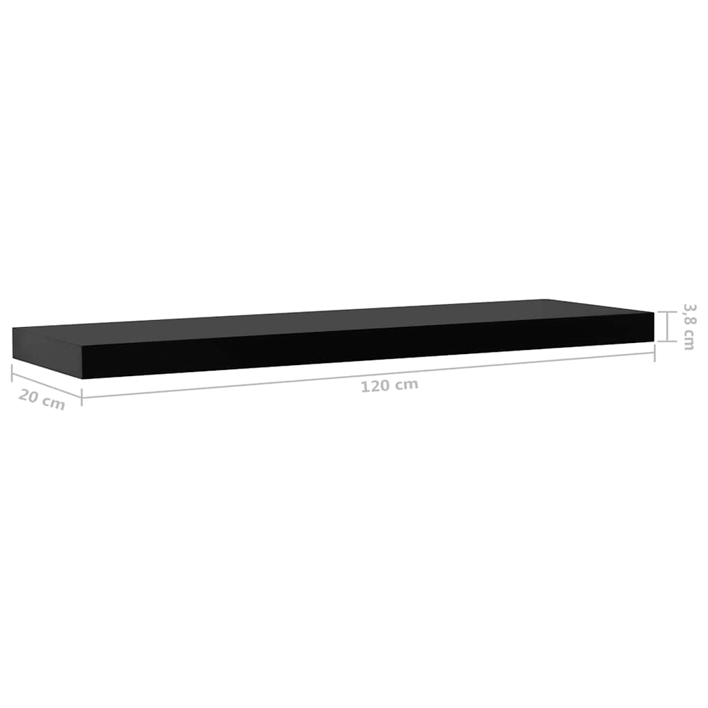 288204 vidaXL Floating Wall Shelves 2 pcs Black 120x20x3,8 cm