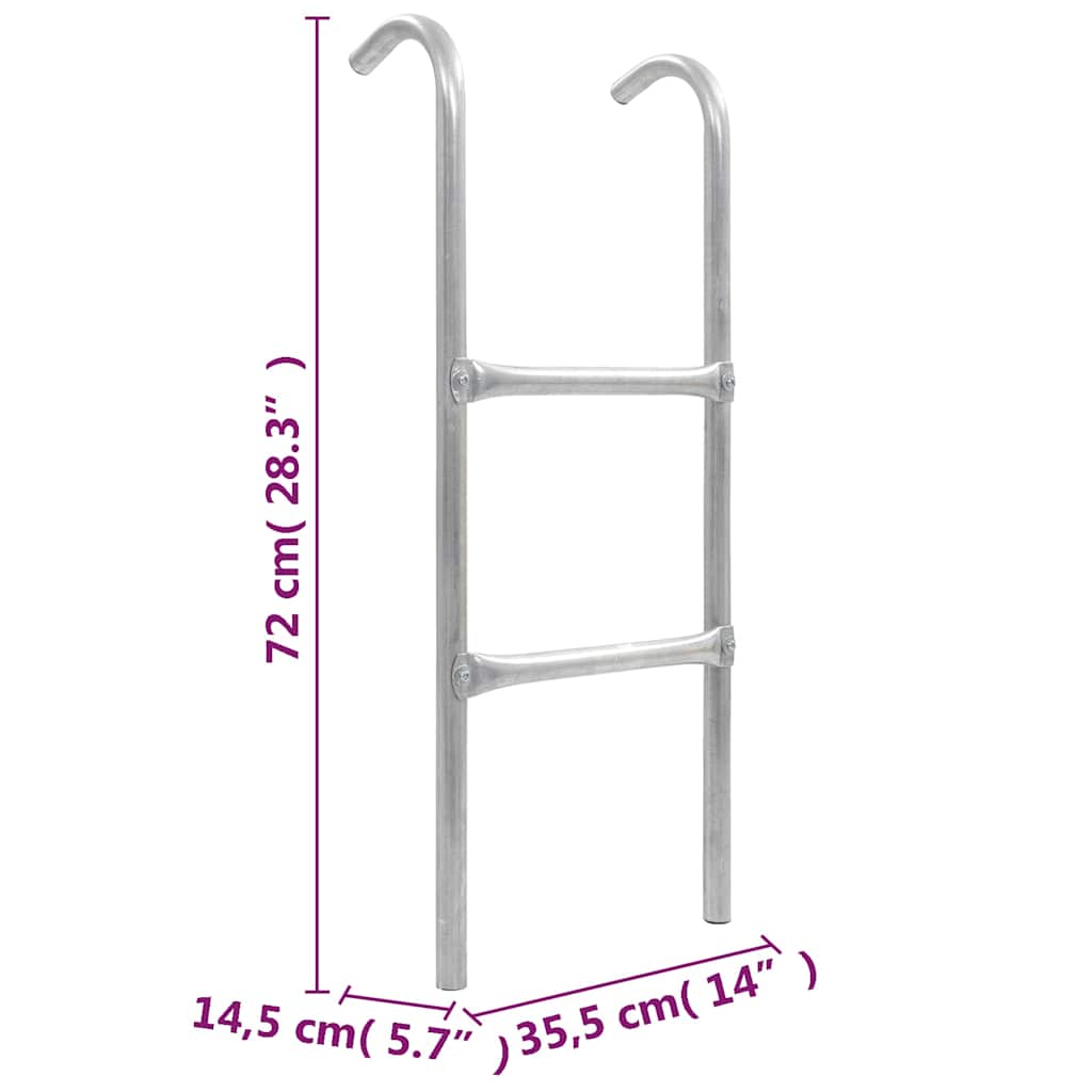 92408 vidaXL 2-Step Trampoline Ladder Steel Silver 72 cm (suitable for 65cm high)