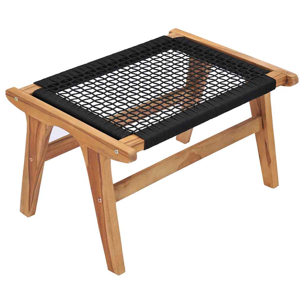 49368 vidaXL Sun Lounger with Footrest Solid Teak Wood and Rope