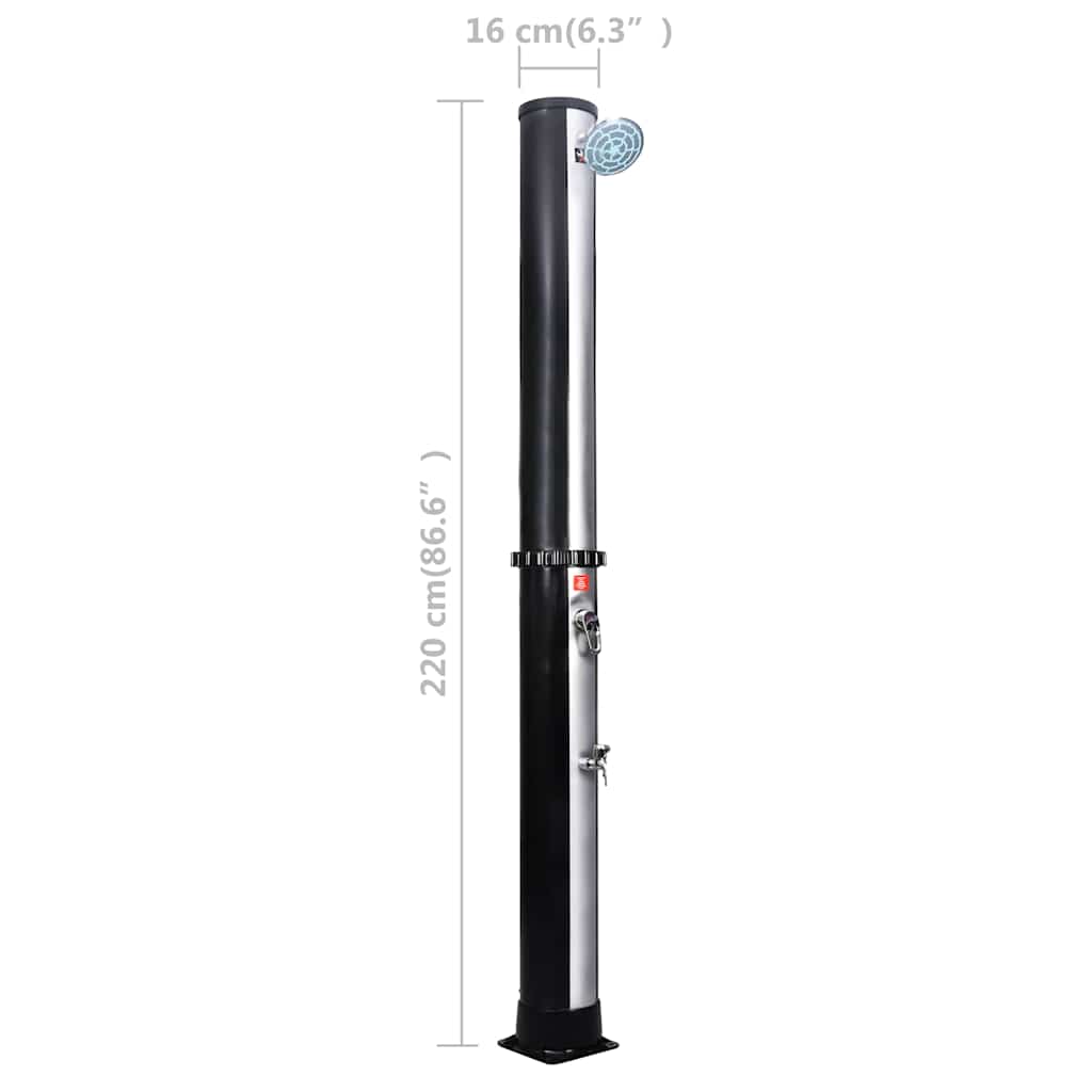 92391 vidaXL Outdoor Solar Shower with Shower Head and Faucet 40 L