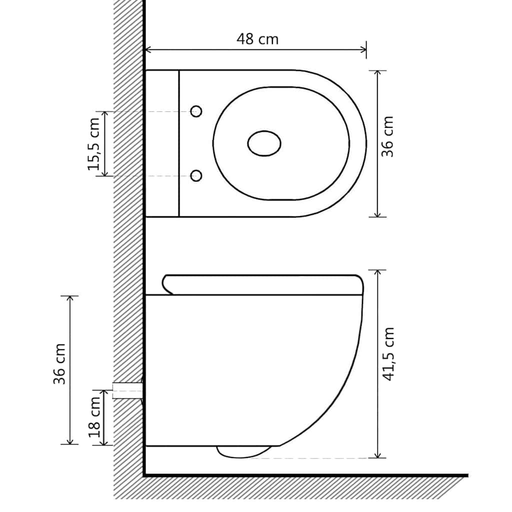 145781 vidaXL Wall Hung Rimless Toilet with Bidet Function Ceramic White