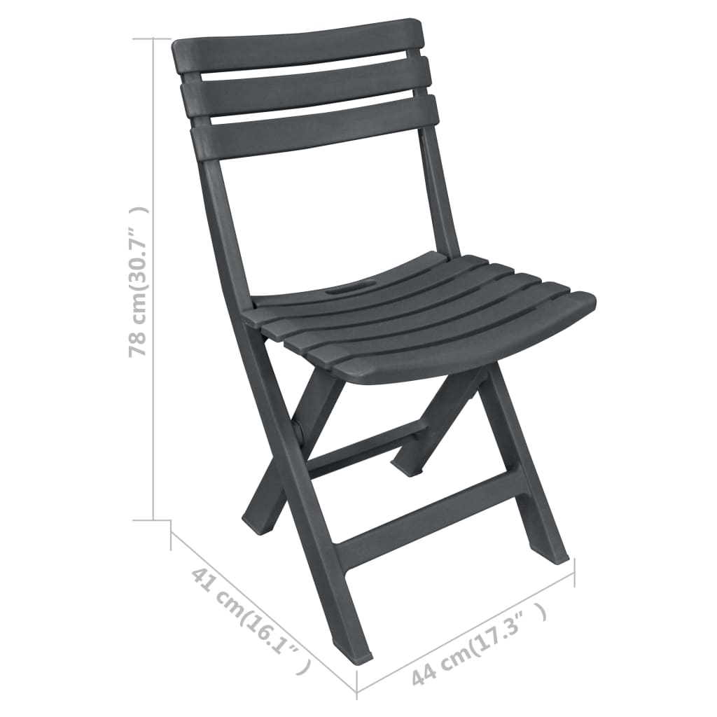 48753 vidaXL 3 Piece Folding Bistro Set Plastic Anthracite