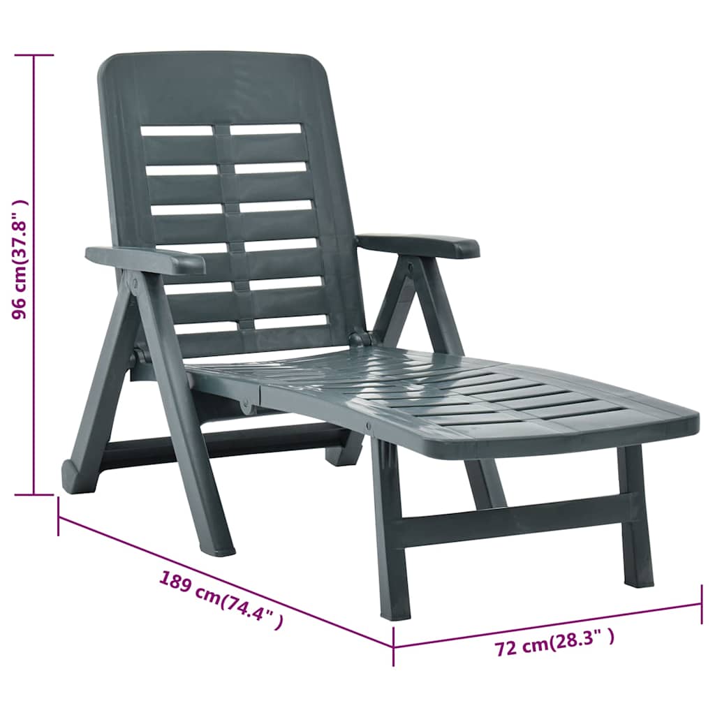 48755 vidaXL Folding Sun Lounger Plastic Green