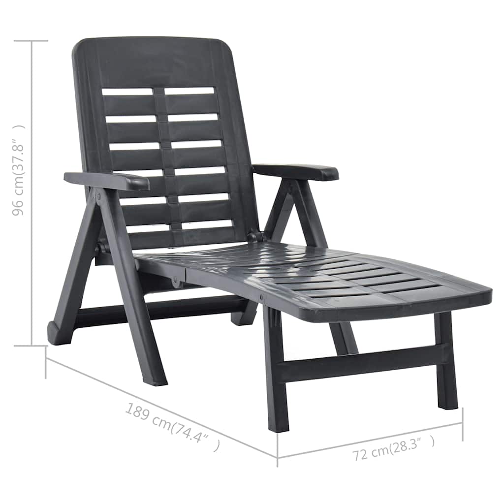 48756 vidaXL Folding Sun Lounger Plastic Anthracite