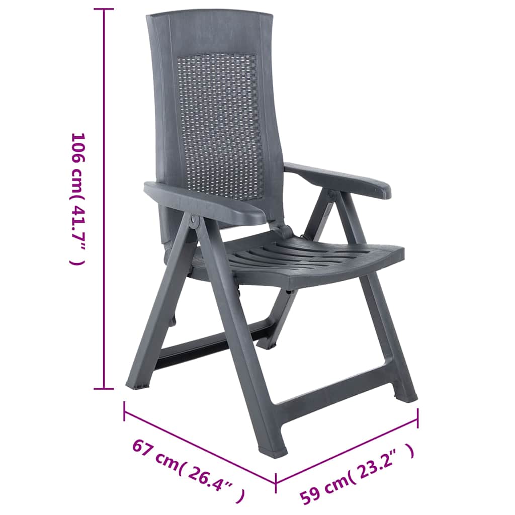 Reclining Folding Chairs 2 pcs Plastic Anthracite