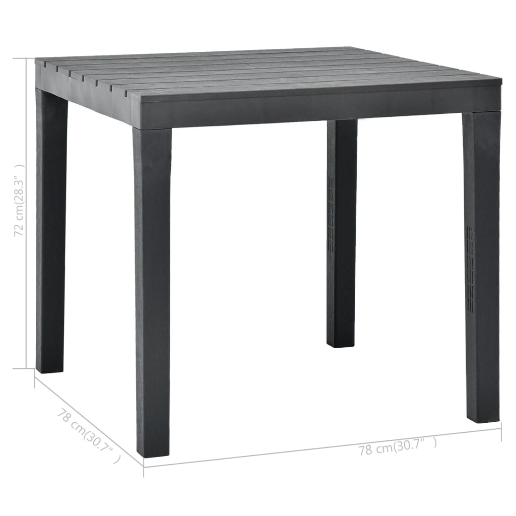 48784 vidaXL Garden Table Anthracite 78x78x72 cm Plastic