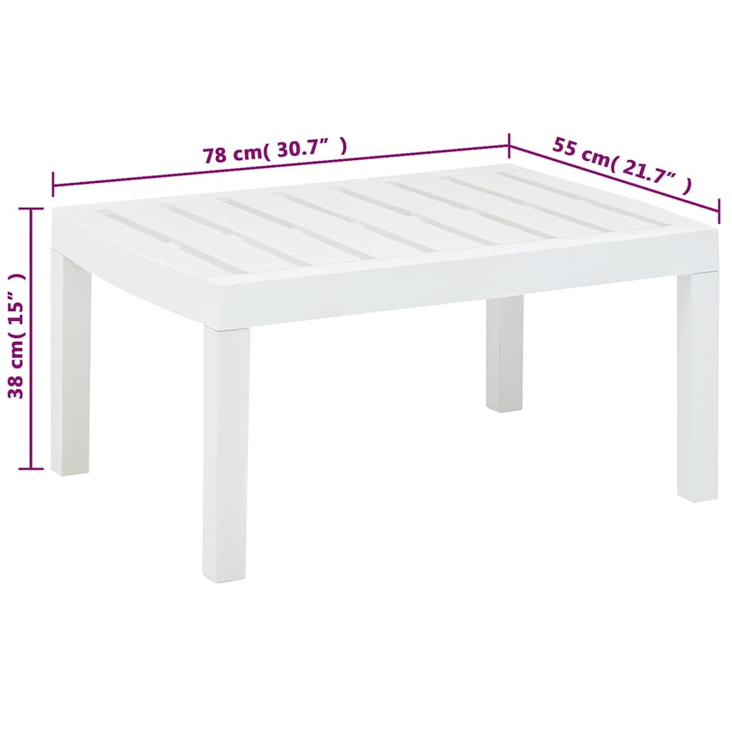 48814 vidaXL Garden Table White 78x55x38 cm Plastic