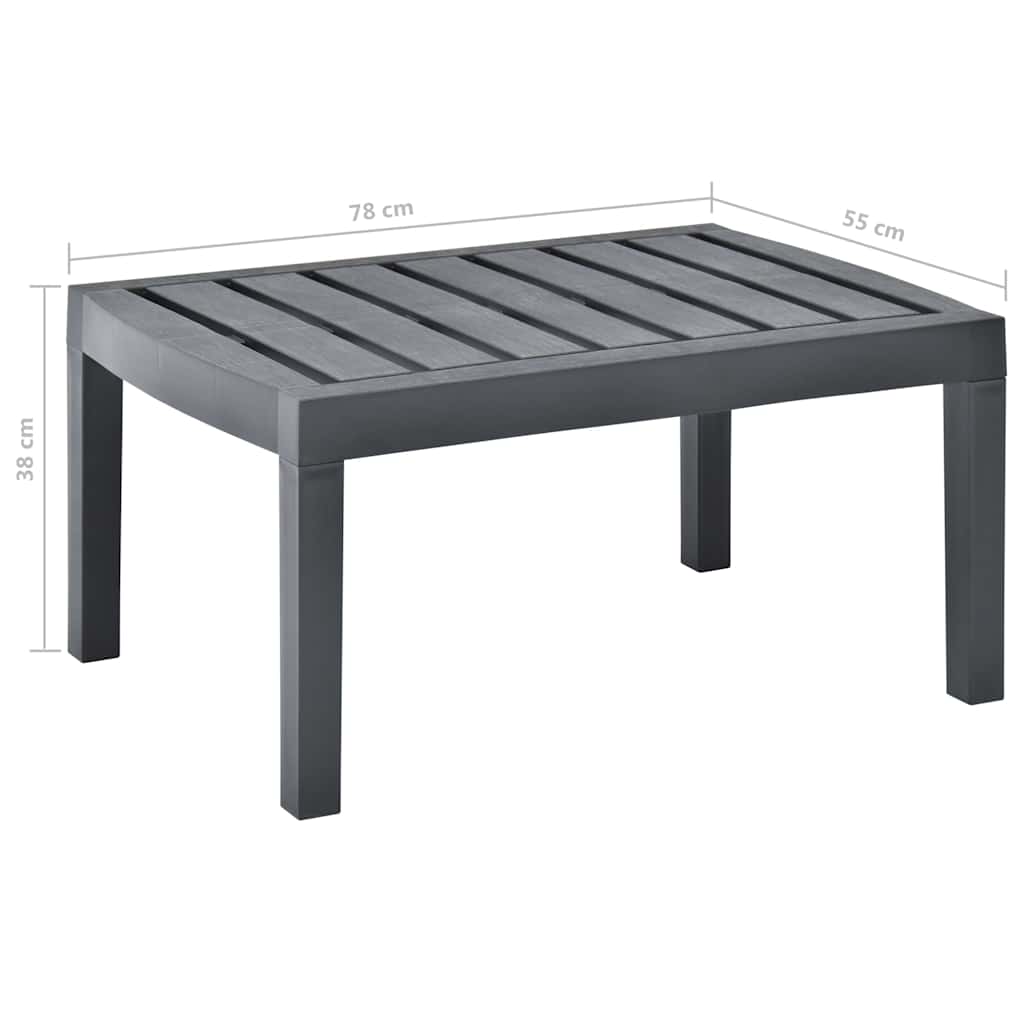 48815 vidaXL Garden Table Anthracite 78x55x38 cm Plastic