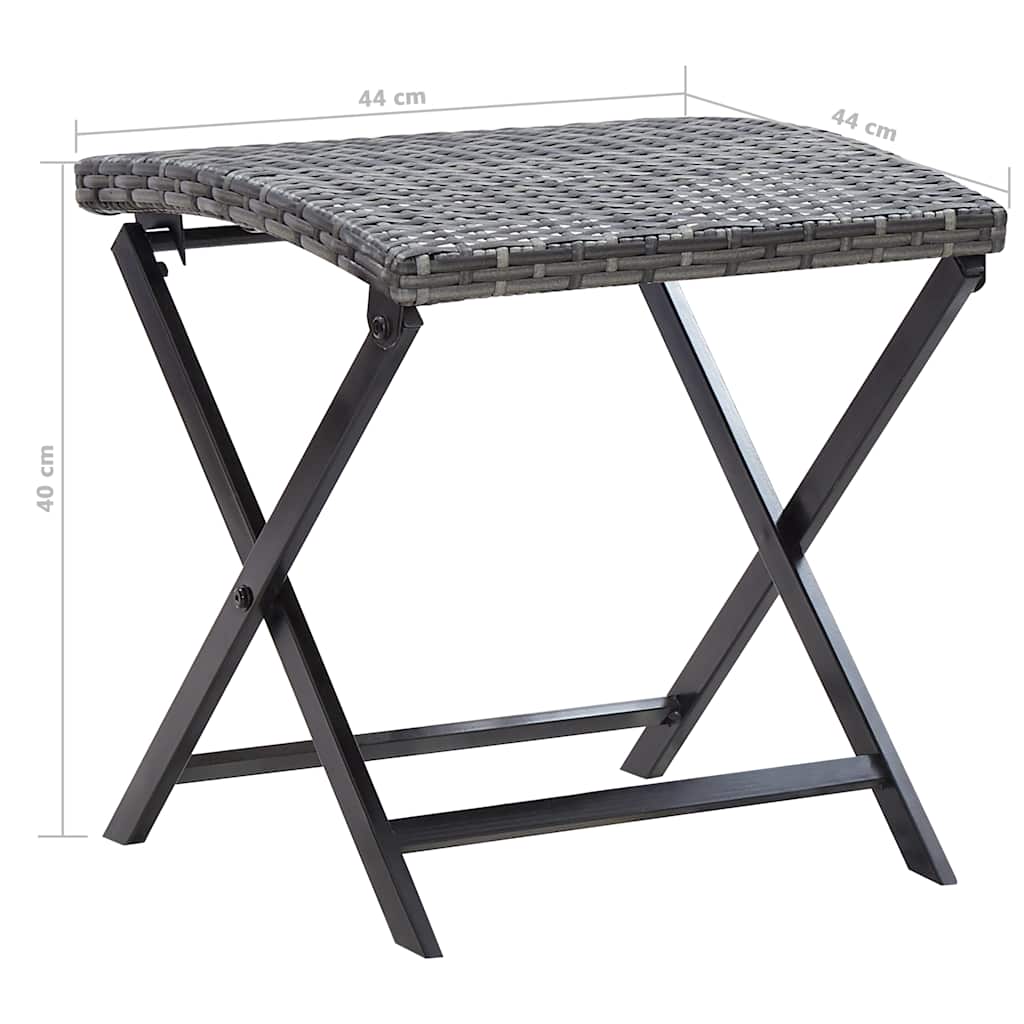 45773 vidaXL Folding Stool Poly Rattan Grey
