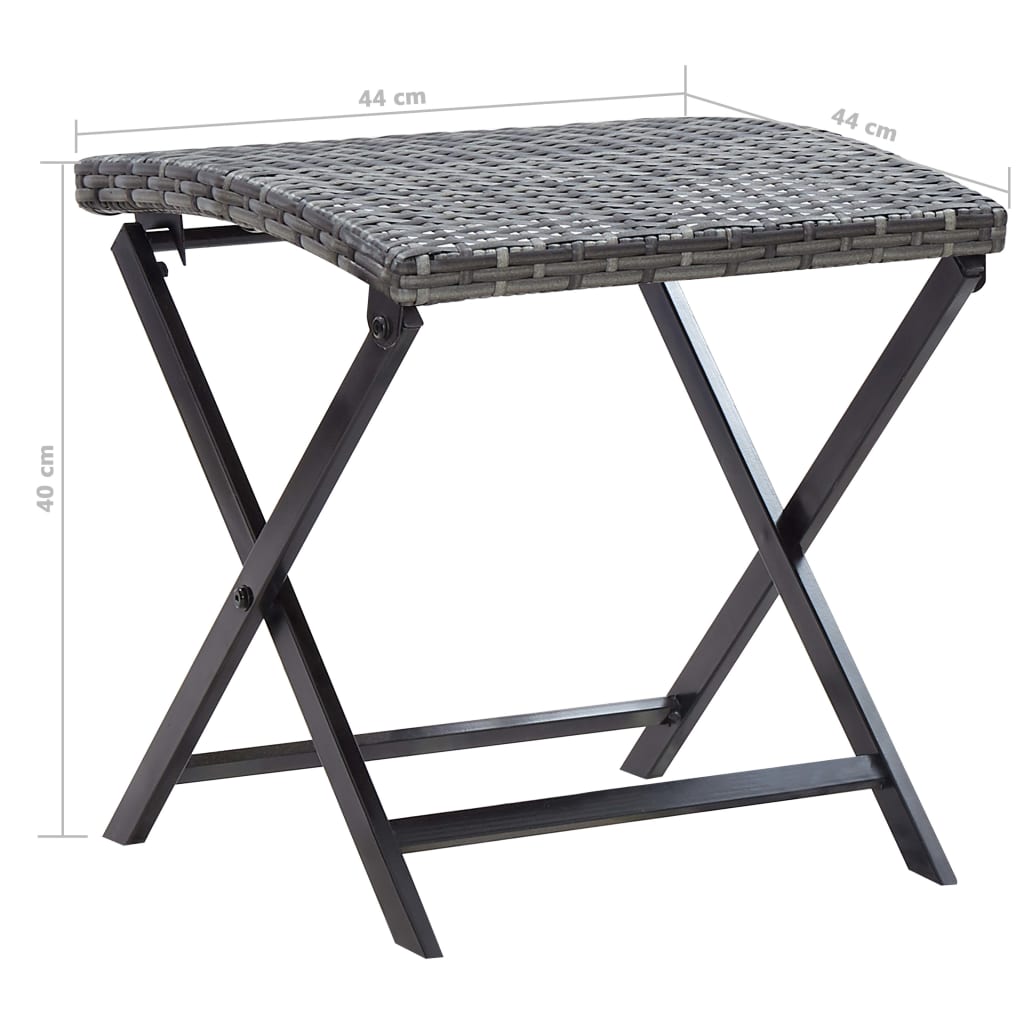 45773 vidaXL Folding Stool Poly Rattan Grey