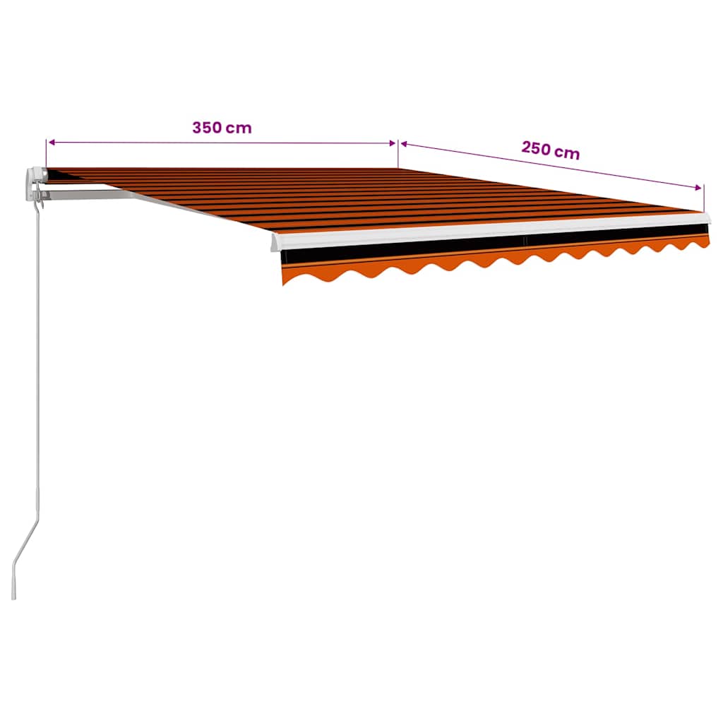 Manual Awning 3.5 x 2.5 m Orange and Brown Horizontal Stripe