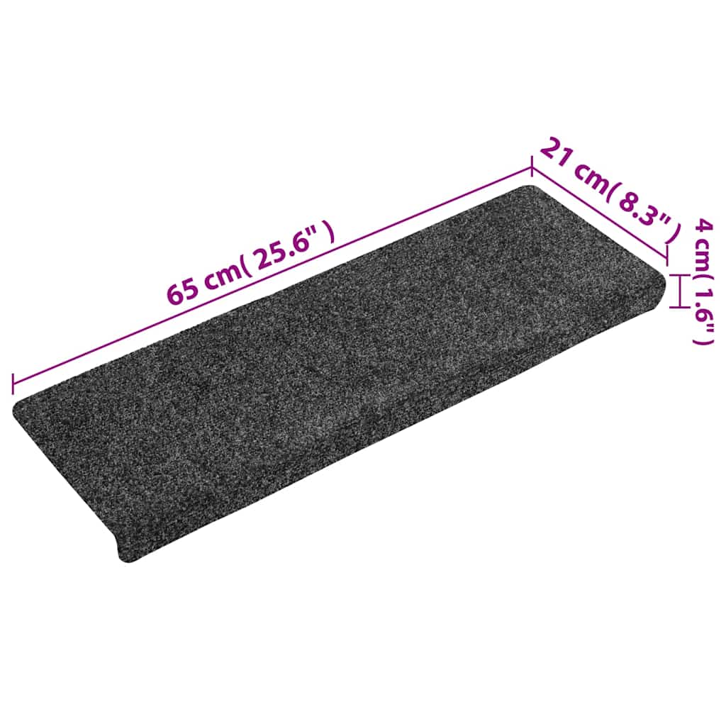Stair Mats Self-adhesive 15 pcs 65x21x4 cm Dark Grey Rectangular Edge