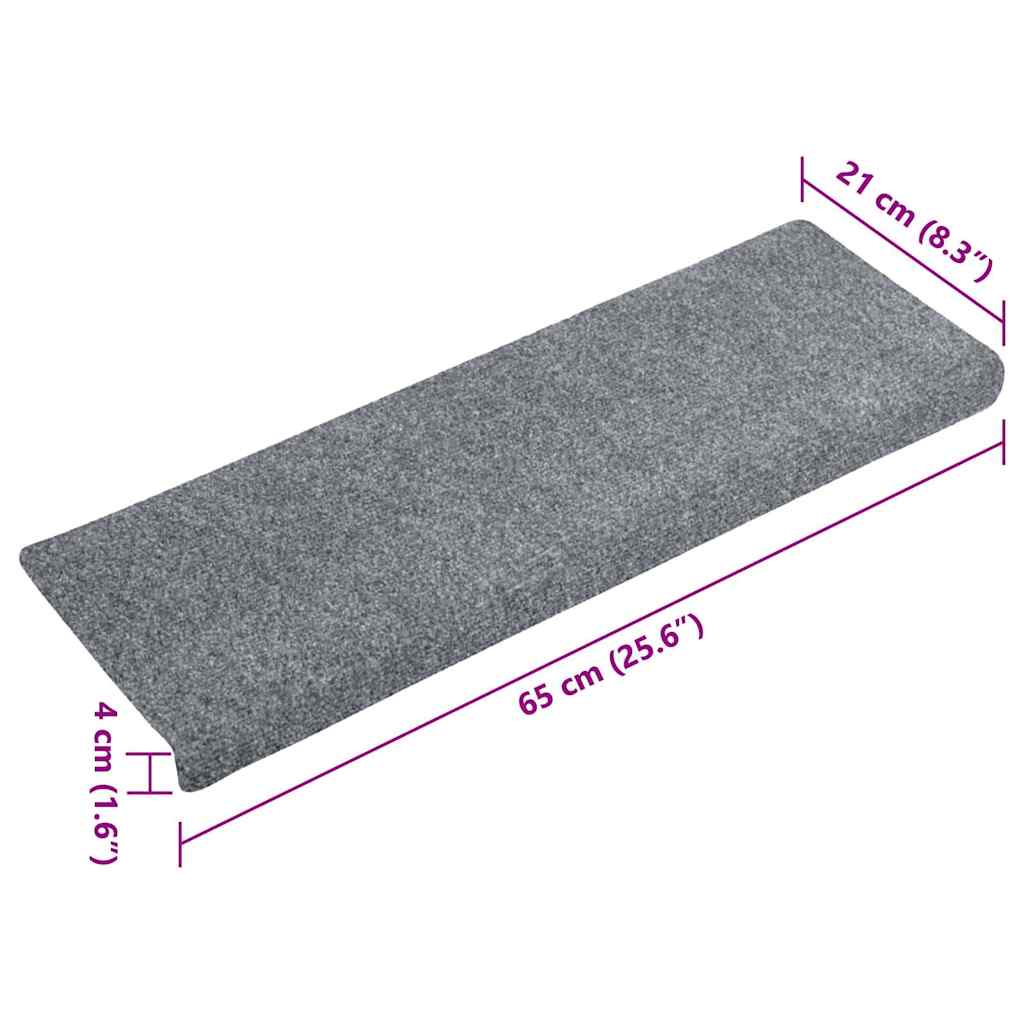 Stair Mats Self-adhesive 15 pcs 65x21x4 cm Light Grey Rectangular Edge