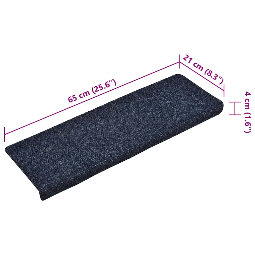 Stair Mats Self-adhesive 15 pcs 65x21x4cm Blue Rectangular Edge