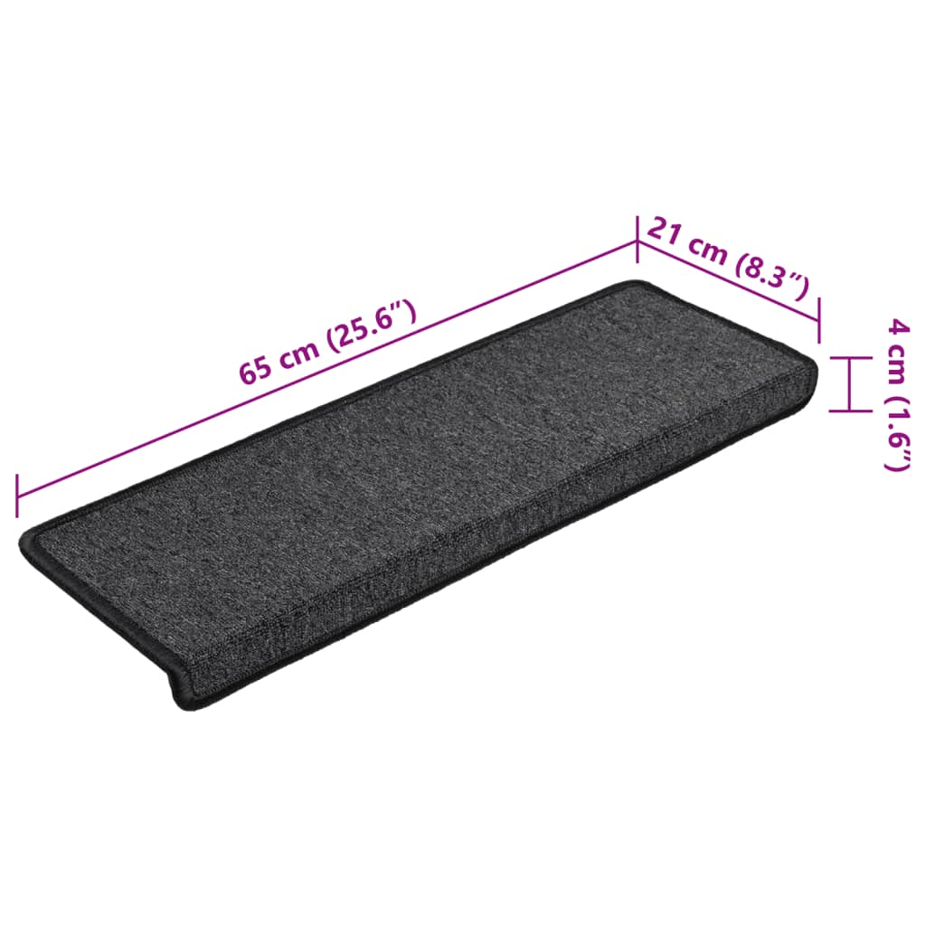 Stair Mats 15 pcs 65x21x4 cm Anthracite Rectangular Edge