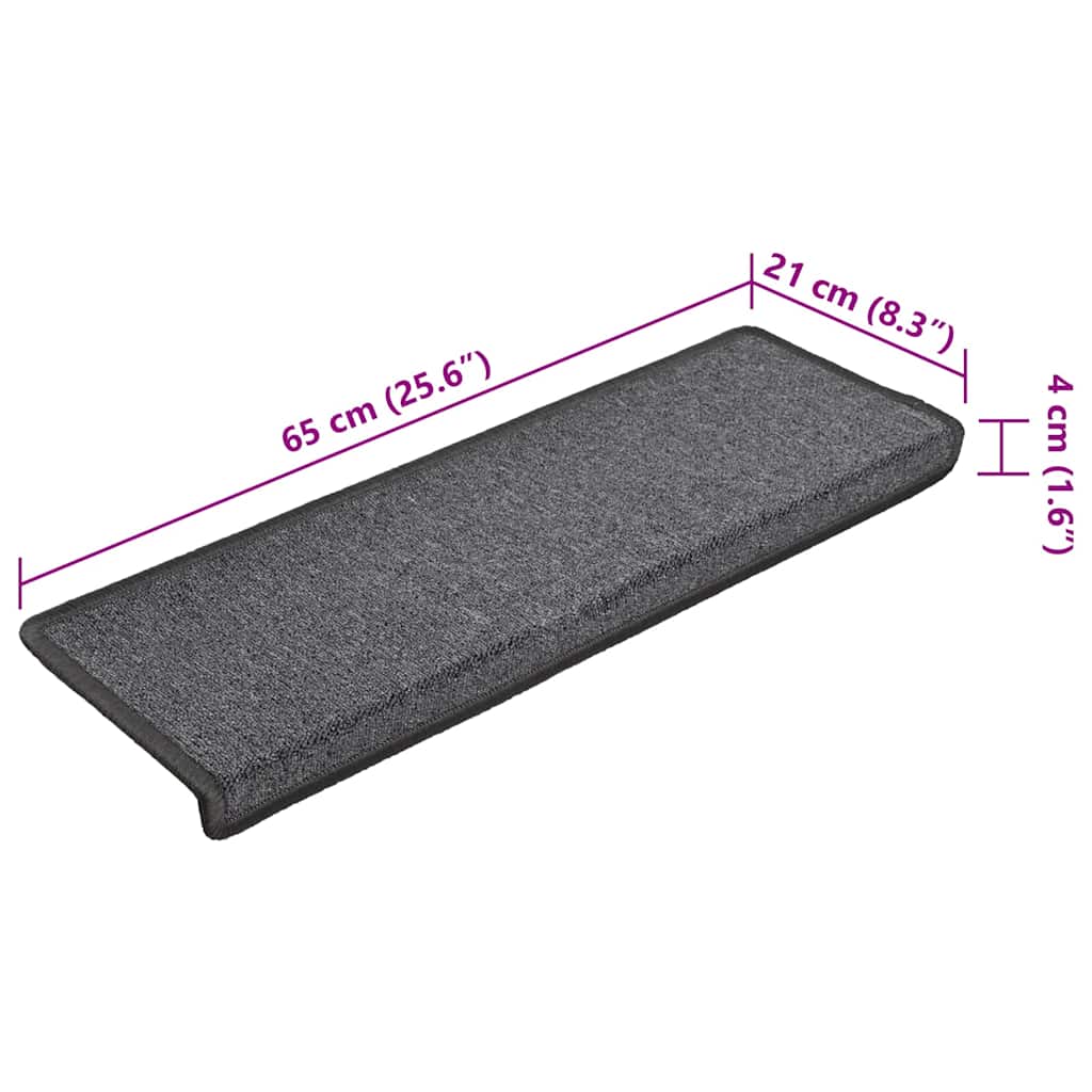 Stair Mats 15 pcs 65x21x4 cm Dark Grey Rectangular Edge