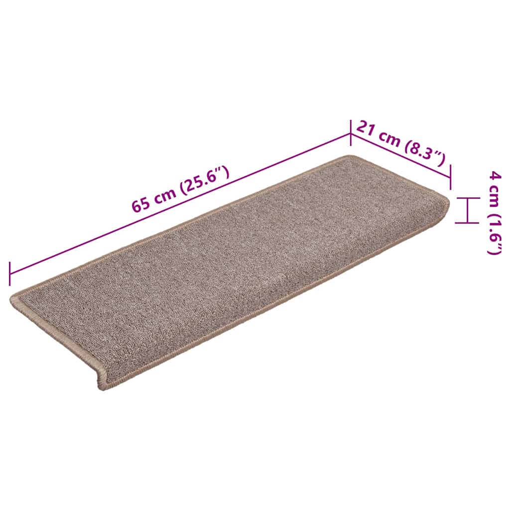 Stair Mats 15 pcs 65x21x4 cm Light Brown Rectangular Edge