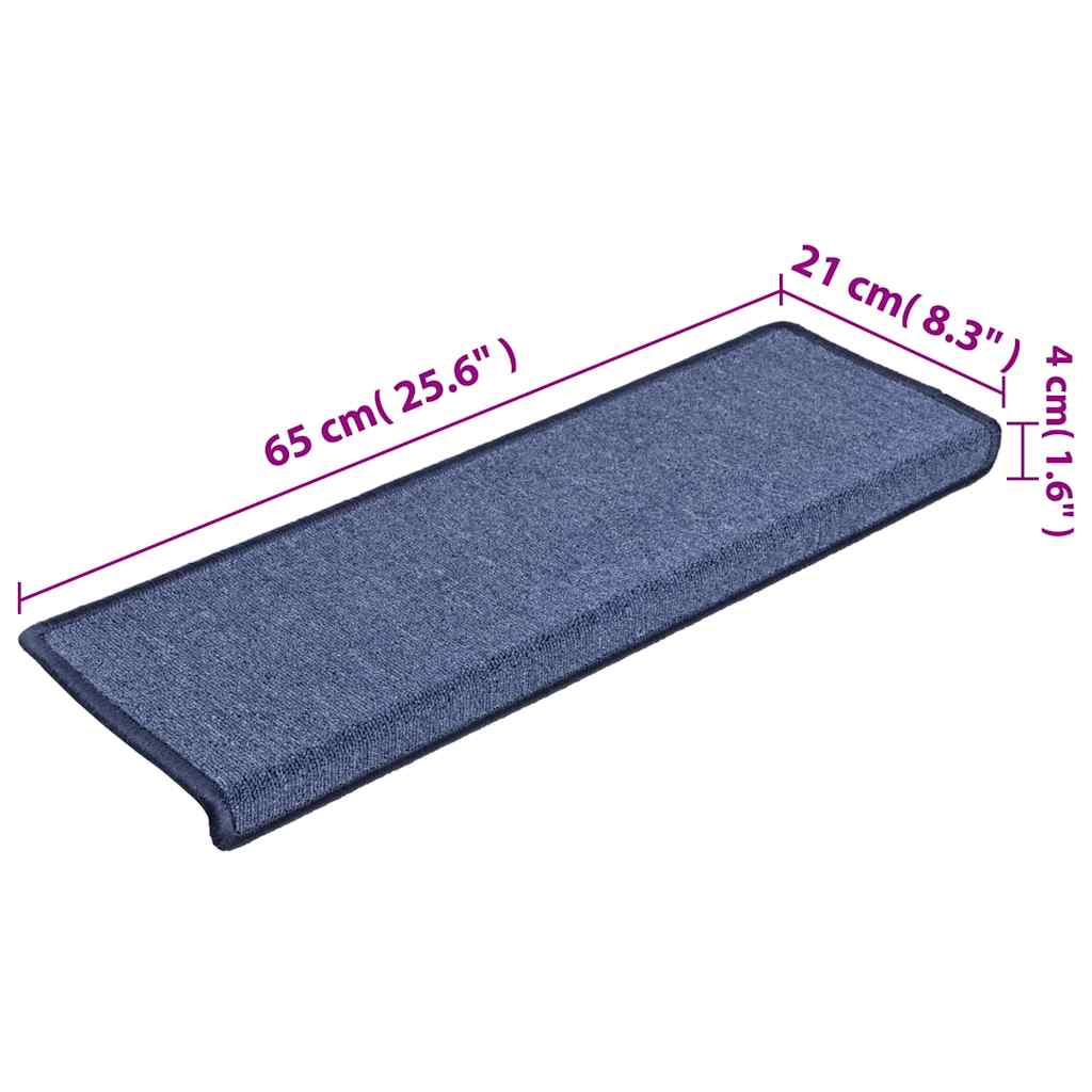 Stair Mats 15 pcs 65x21x4 cm Blue Rectangular Edge