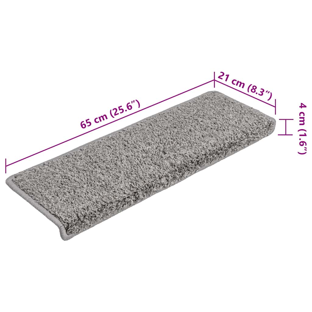 Stair Mats 15 pcs 65x21x4 cm Grey Rectangular Edge