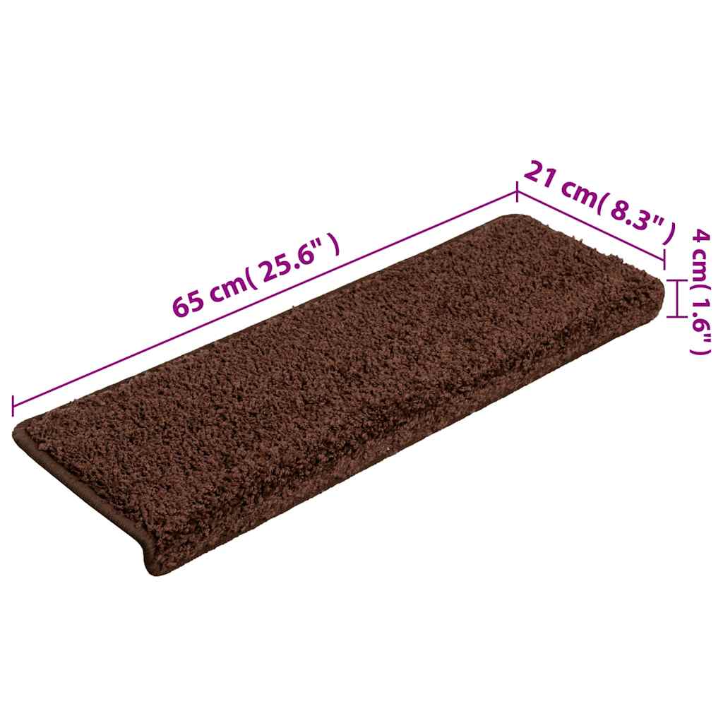 Stair Mats 15 pcs 65x21x4 cm Brown Rectangular Edge