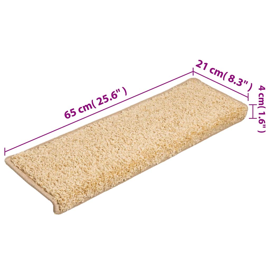 Stair Mats 15 pcs 65x21x4 cm Cream Rectangular Edge
