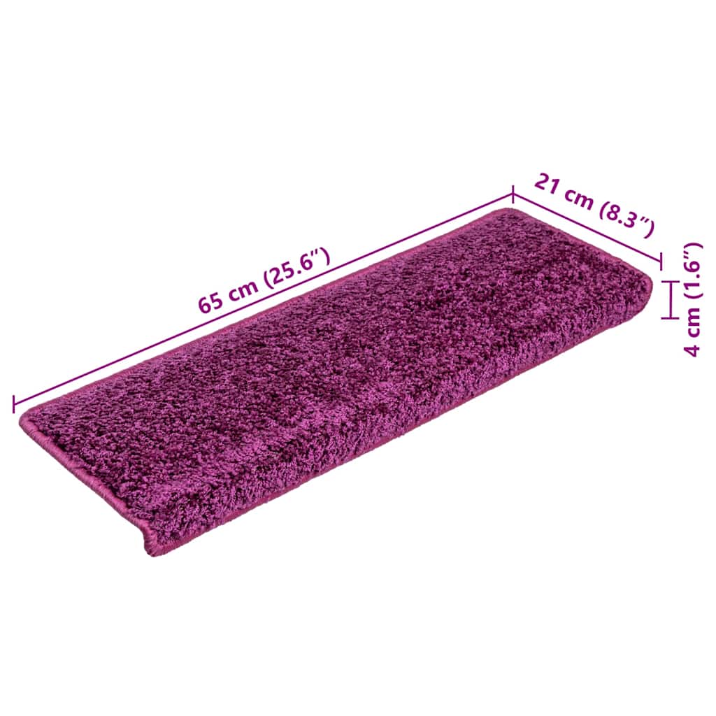 Stair Mats 15 pcs 65x21x4 cm Violet Rectangular Edge