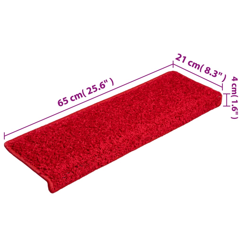 Stair Mats 15 pcs 65x21x4 cm Red Rectangular Edge