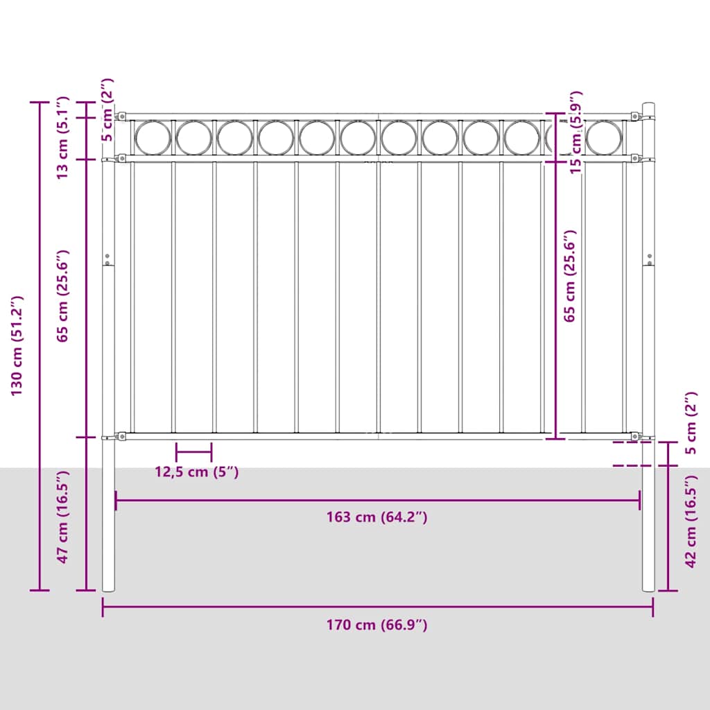 Garden Fence ASSEN Steel 1.7x0.8 m Black