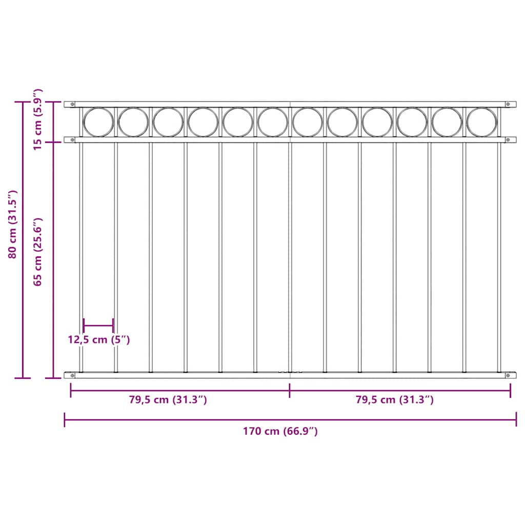 Fence Panel ASSEN Steel 1.7x0.8 m Black