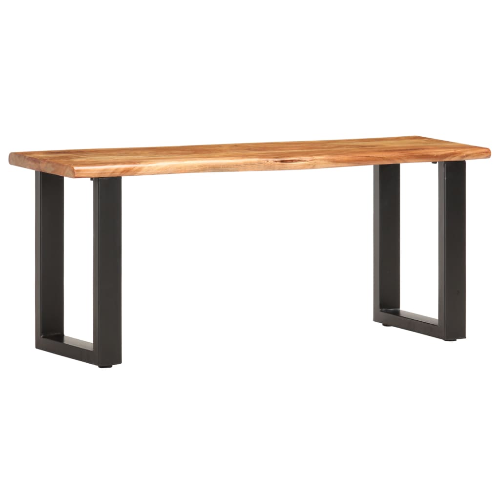 vidaXL Live Edge Bench 110 cm Solid Acacia Wood and Steel