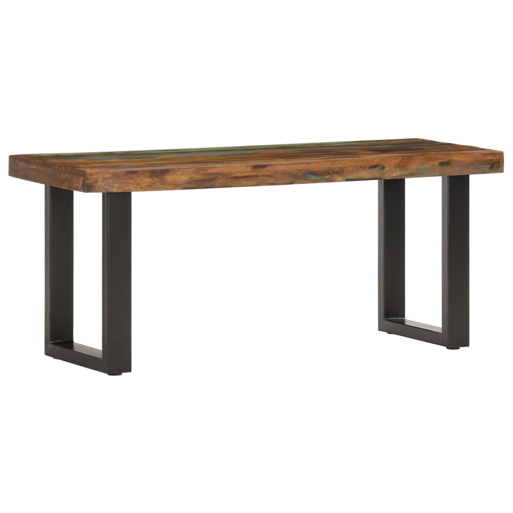vidaXL Bench 110 cm Solid Reclaimed Wood and Steel