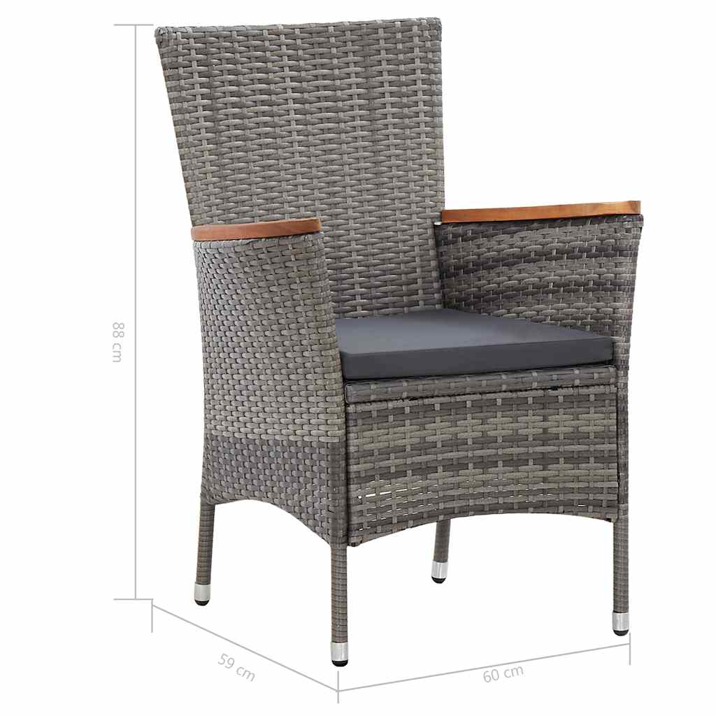 46083 vidaXL 9 Piece Garden Dining Set with Cushions Poly Rattan Grey