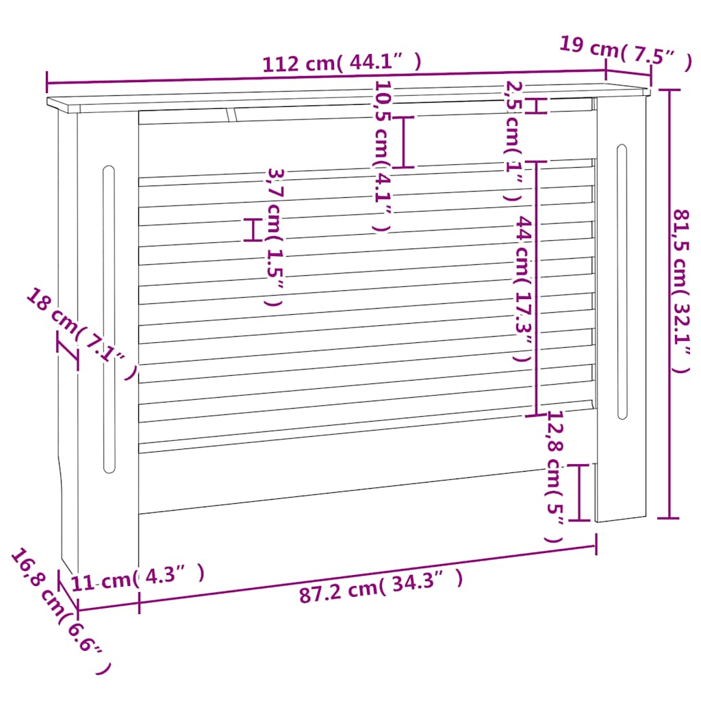 Radiator Covers 2 pcs White 112x19x81,5 cm MDF