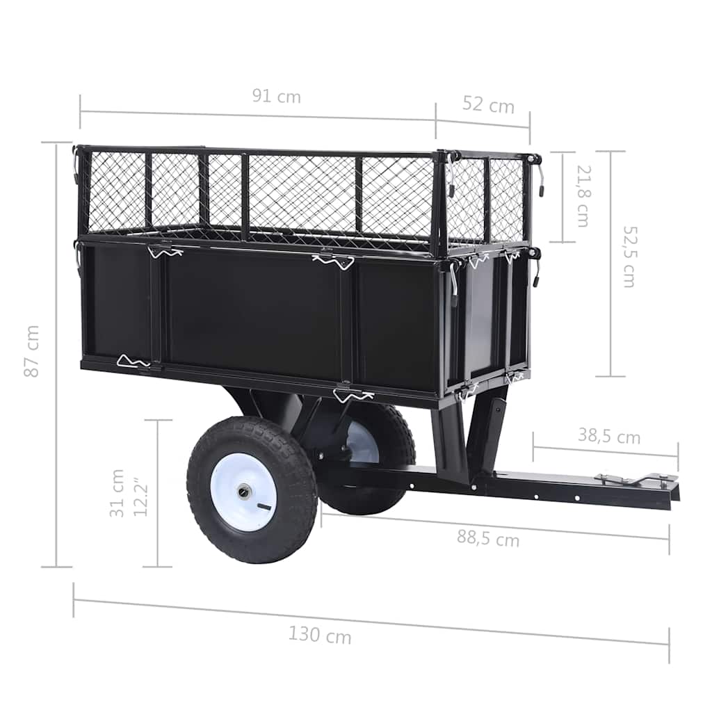 92449 vidaXL Tipping Trailer for Lawn Mower 150 kg Load