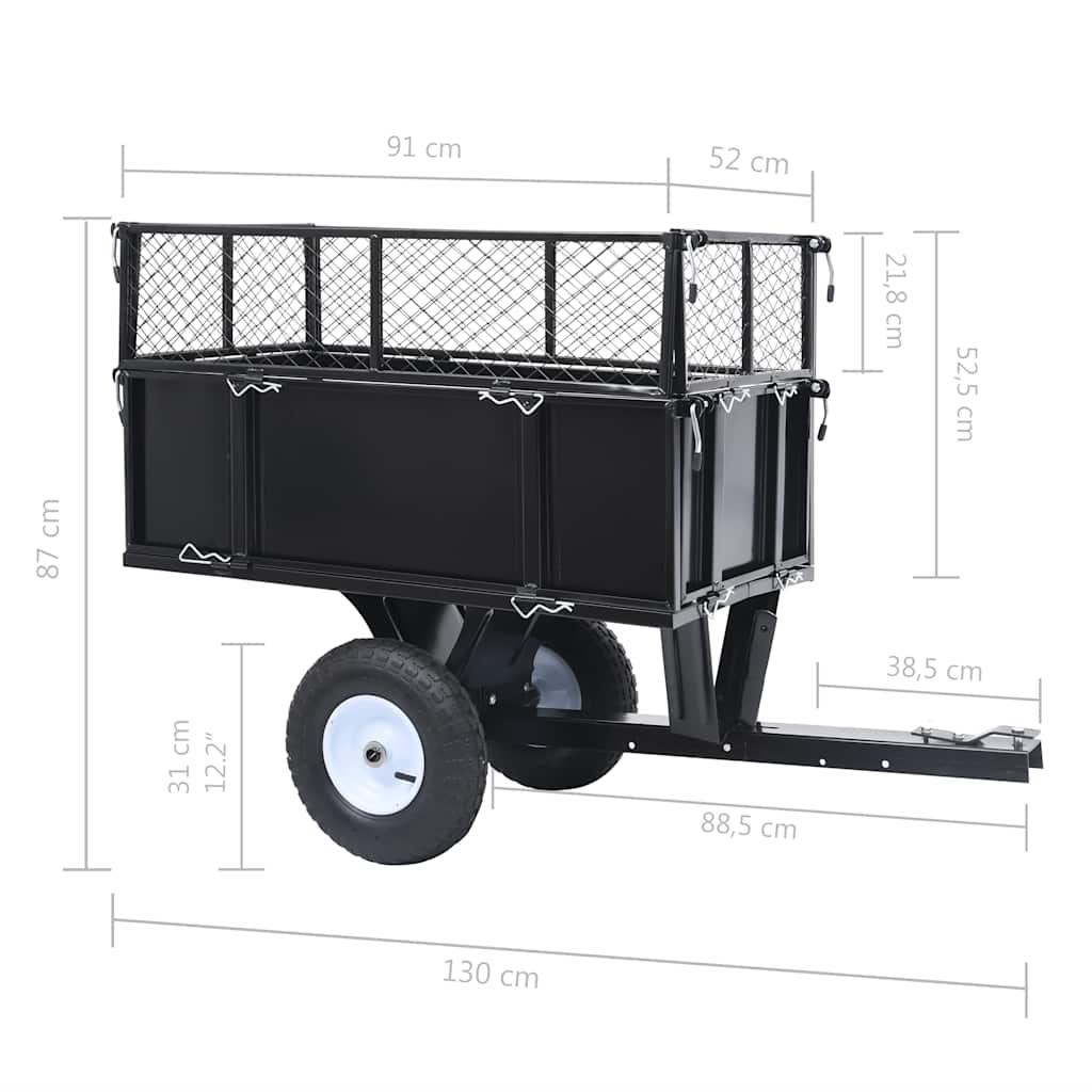 92449 vidaXL Tipping Trailer for Lawn Mower 150 kg Load