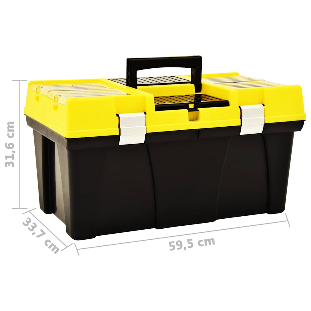 146270 vidaXL Tool Box Plastic 595x337x316 mm Yellow