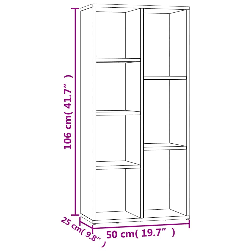 801110 vidaXL Book Cabinet Sonoma Oak 50x25x106 cm Engineered Wood