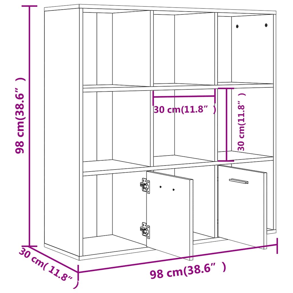801119 vidaXL Book Cabinet Sonoma Oak 98x30x98 cm Engineered Wood