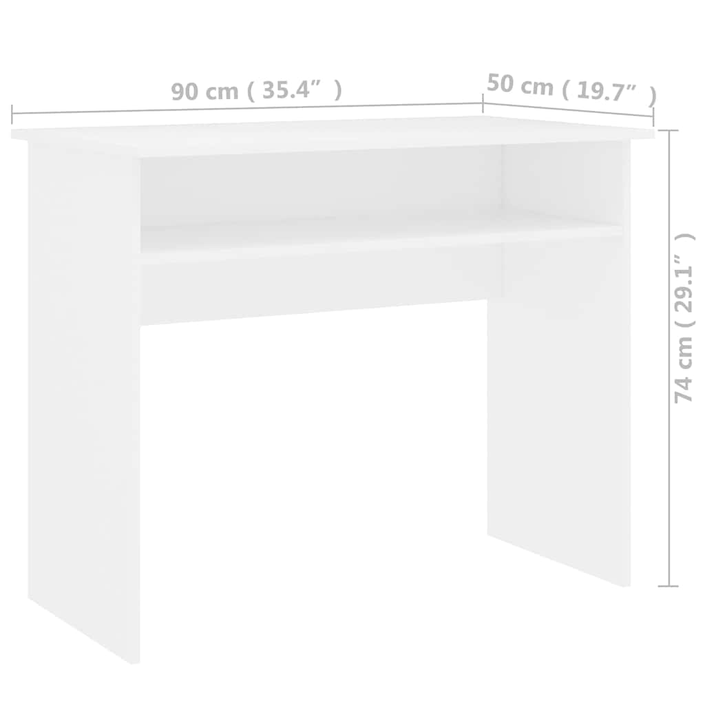 801170 vidaXL Desk White 90x50x74 cm Engineered Wood