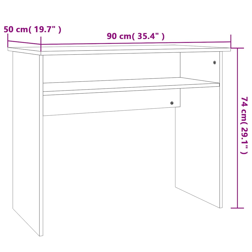 801174 vidaXL Desk Concrete Grey 90x50x74 cm Engineered Wood