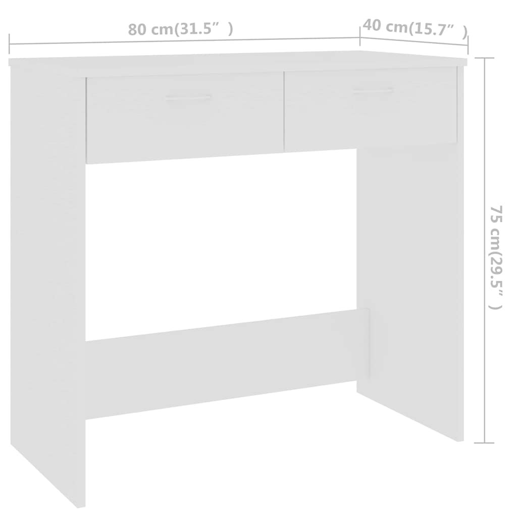 801355 vidaXL Desk White 80x40x75 cm Engineered Wood