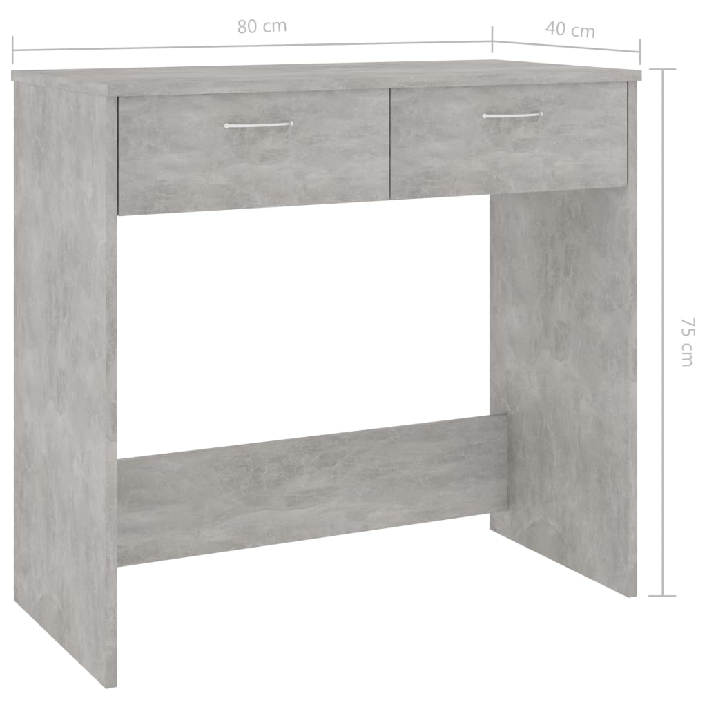 801359 vidaXL Desk Concrete Grey 80x40x75 cm Engineered Wood