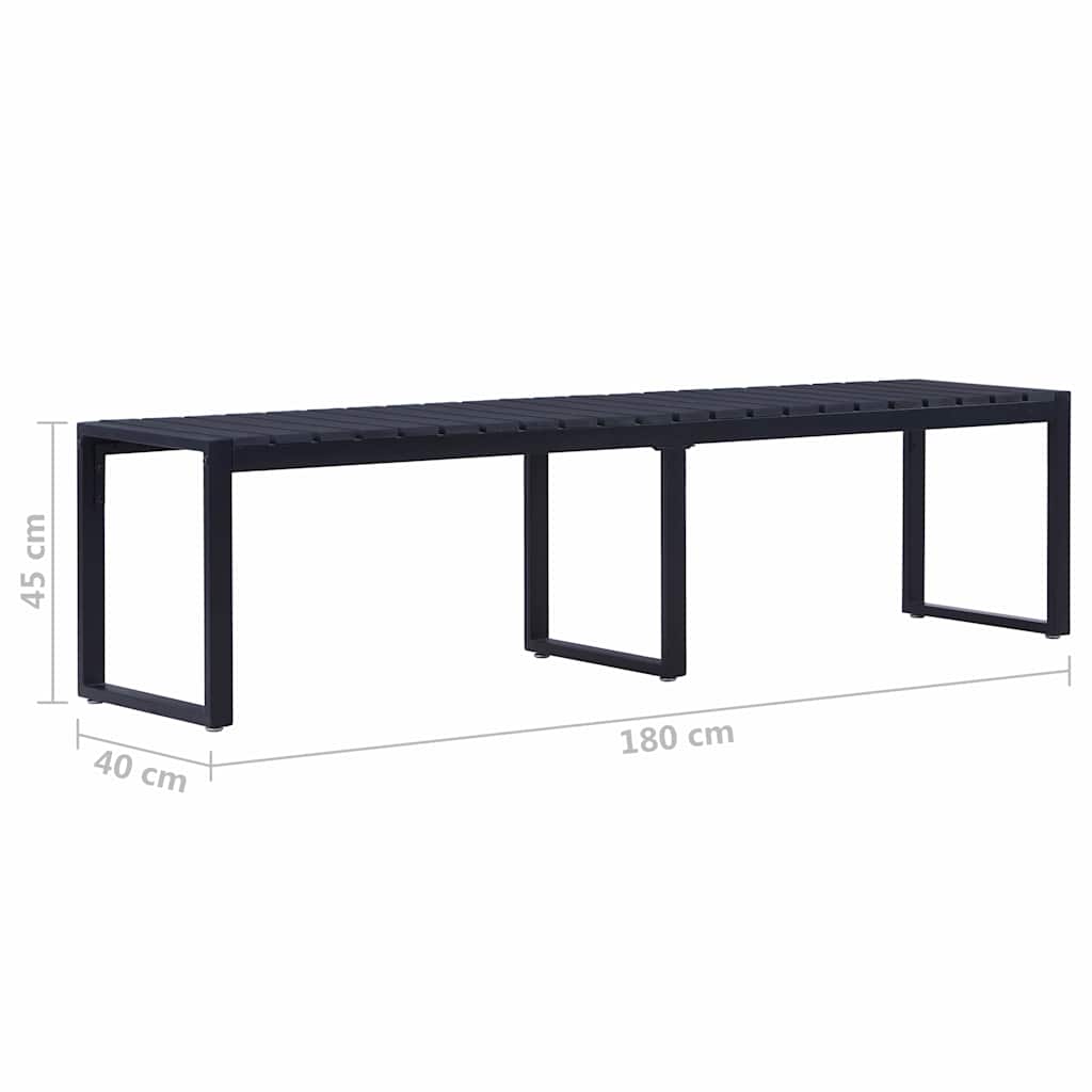 49493 vidaXL Garden Bench 180 cm PS Board Black