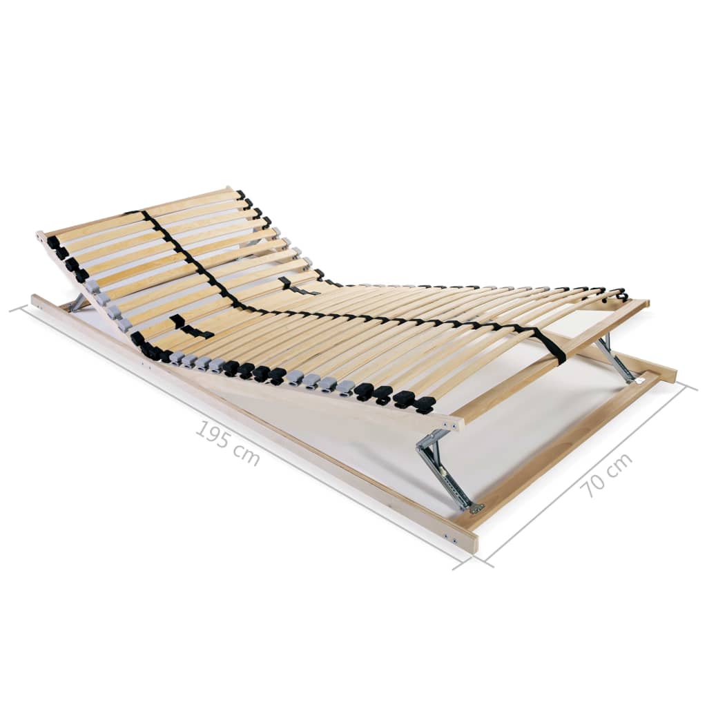 Slatted Bed Bases without Mattress 2 pcs with 28 Slats 70x200 cm