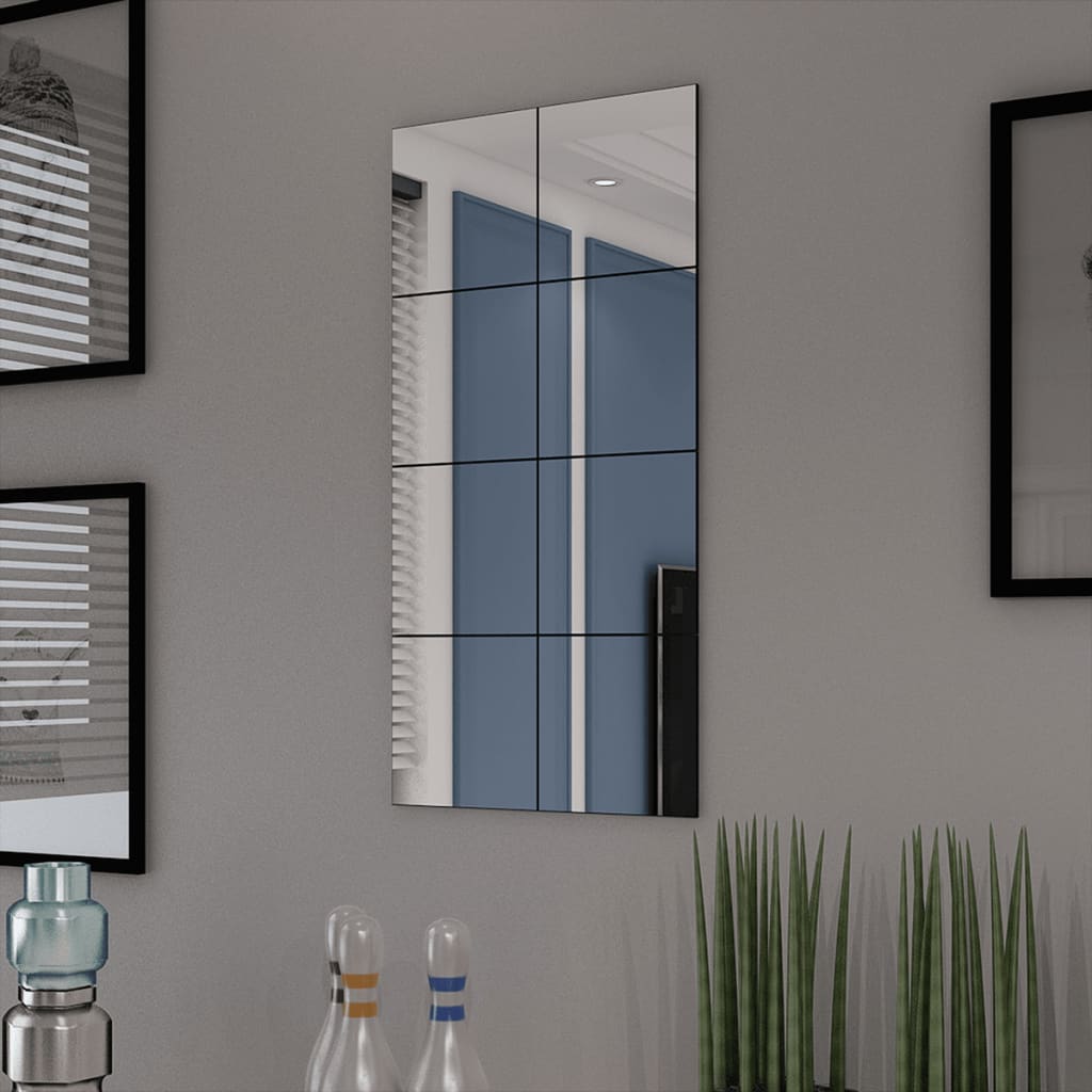Frameless Mirror Tiles Glass 16 pcs 20.5 cm