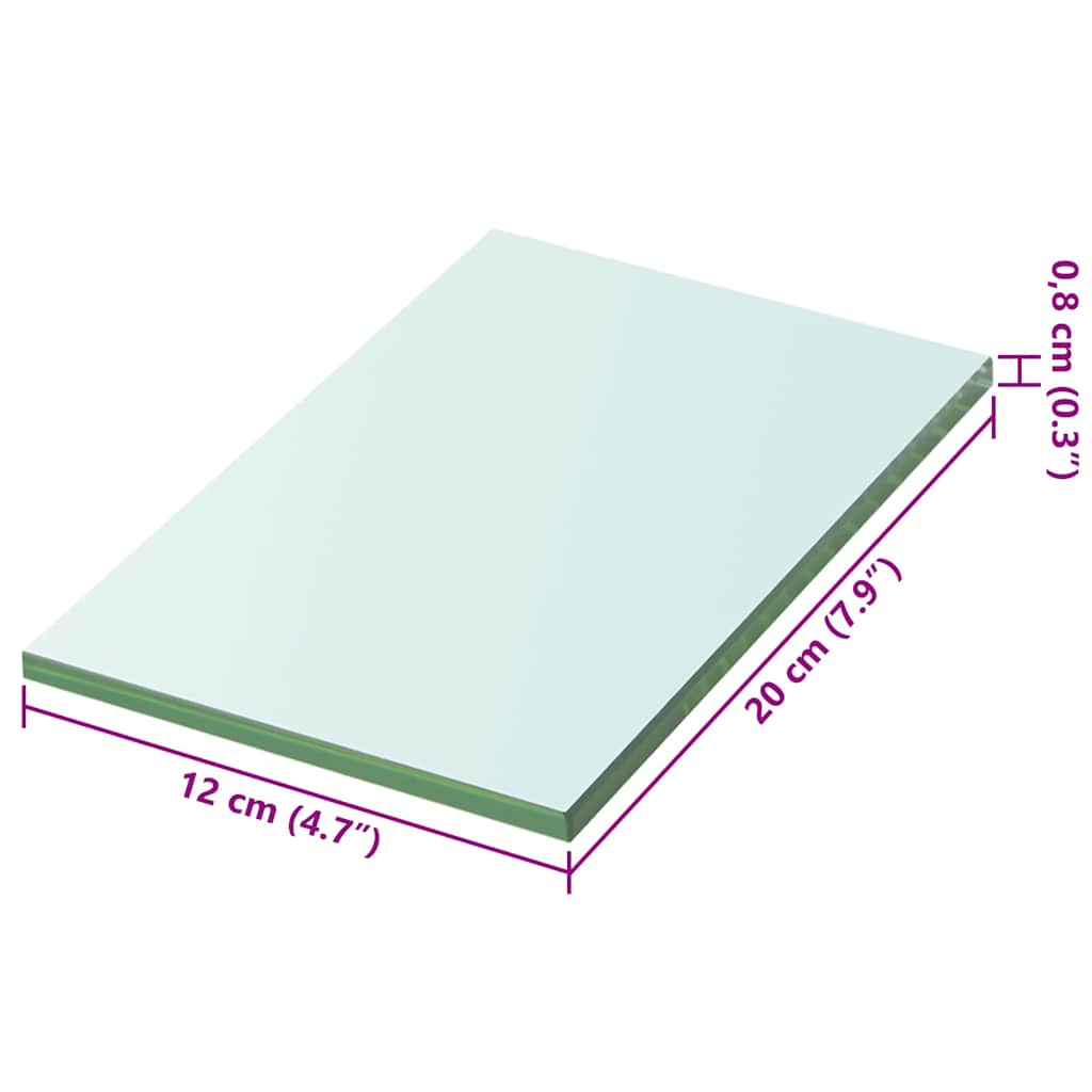 Shelves 2 pcs Panel Glass Clear 20x12 cm