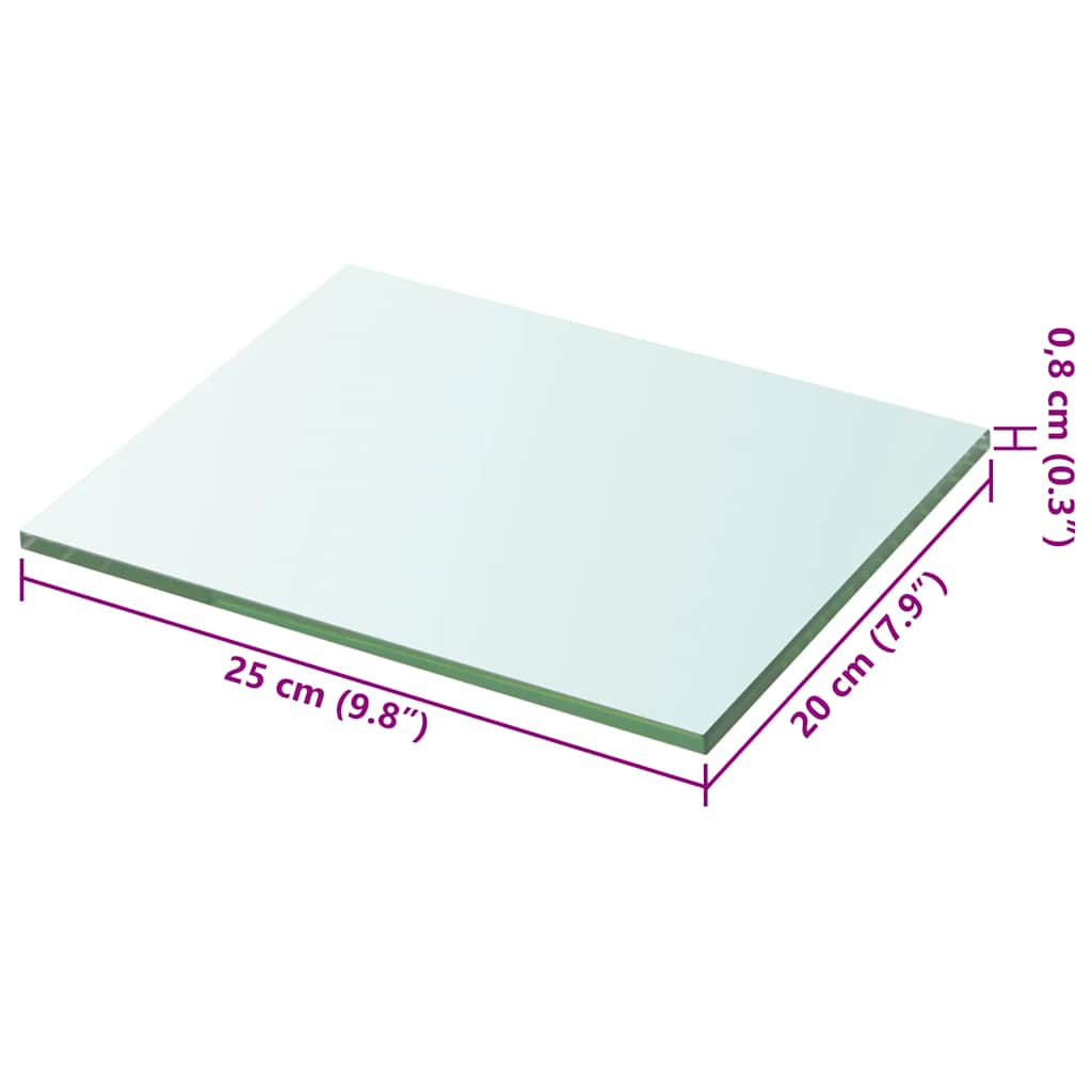 Shelves 2 pcs Panel Glass Clear 20x25 cm